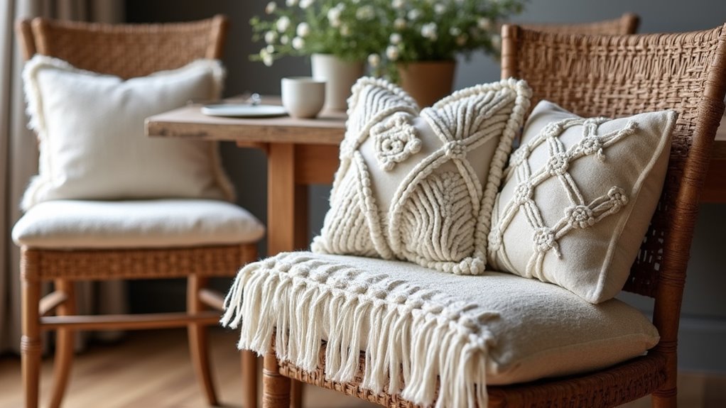 macrame and textured cushions