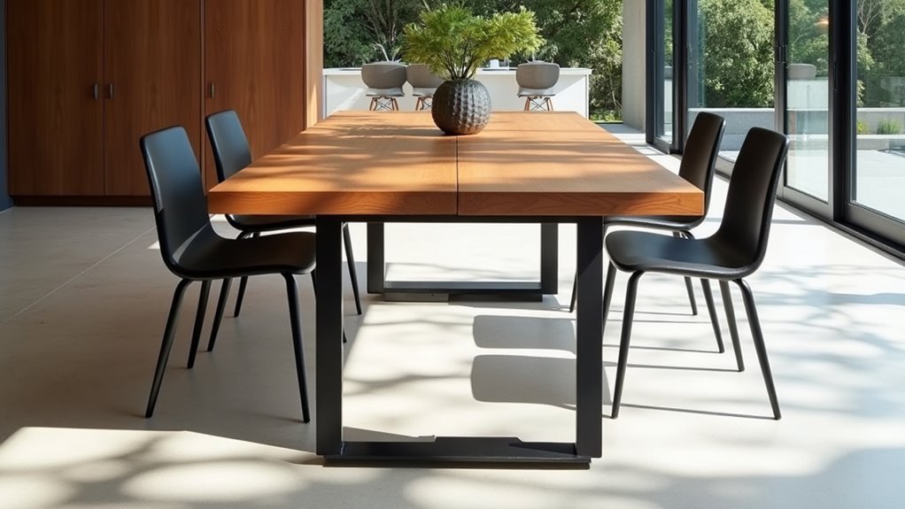 minimalist wood metal dining table