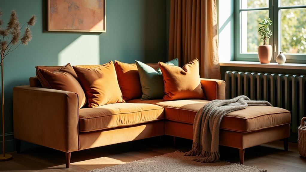 modern earthy velvet sofas