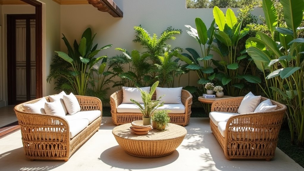 natural rattan coffee table