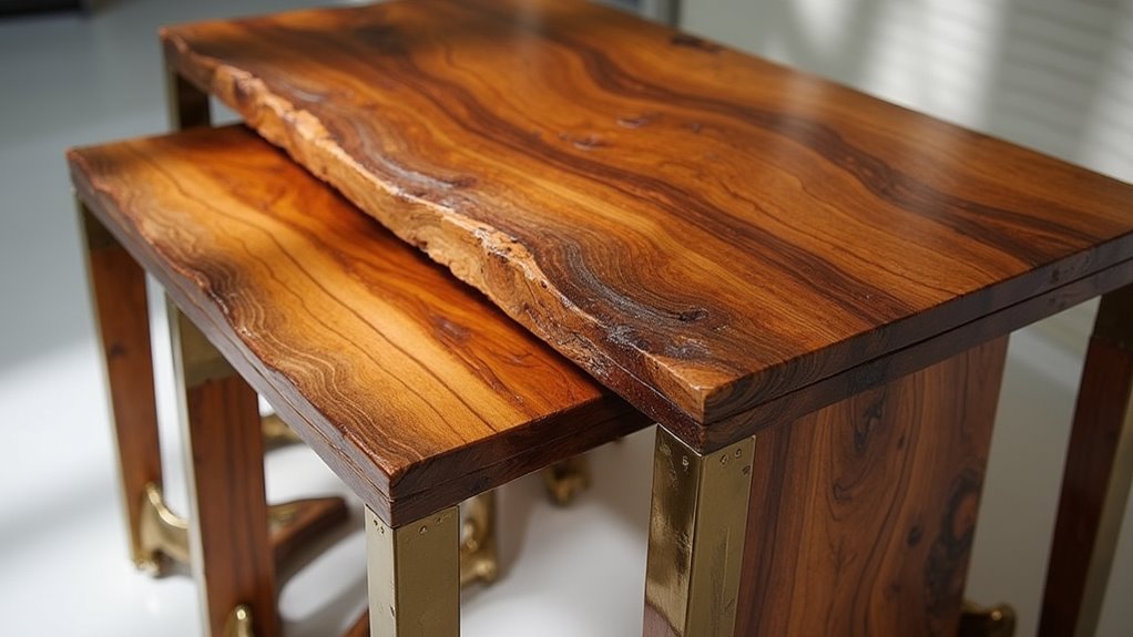 natural wood bronze tables