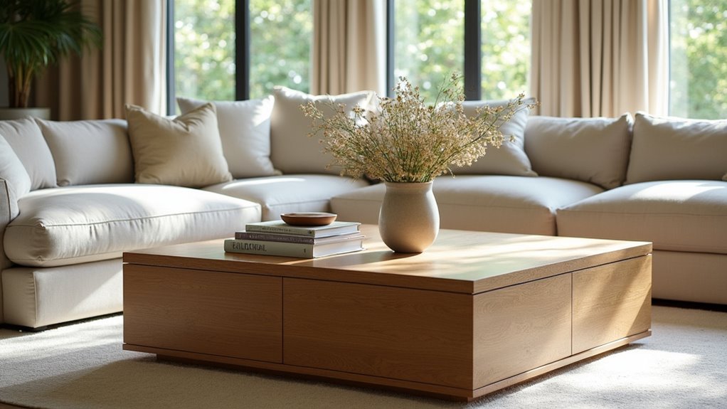 natural wood coffee table