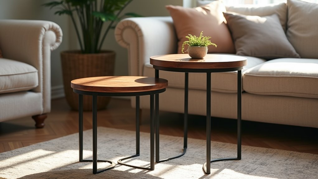 nesting tables combining materials