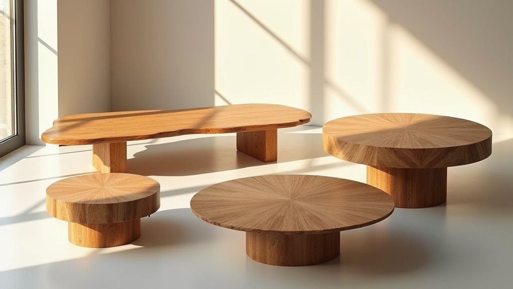 oak coffee table shapes