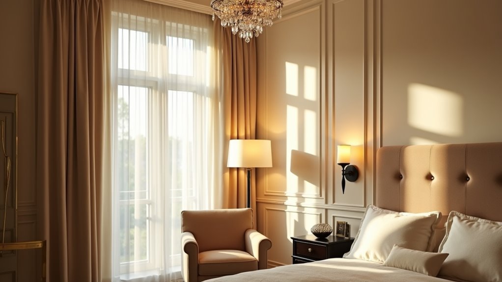 proportionate layered lighting fixtures