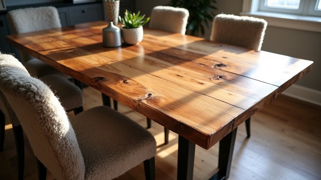 reclaimed wood metal base