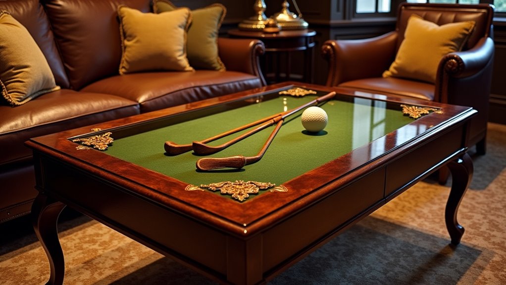 repurposed golf memorabilia tables