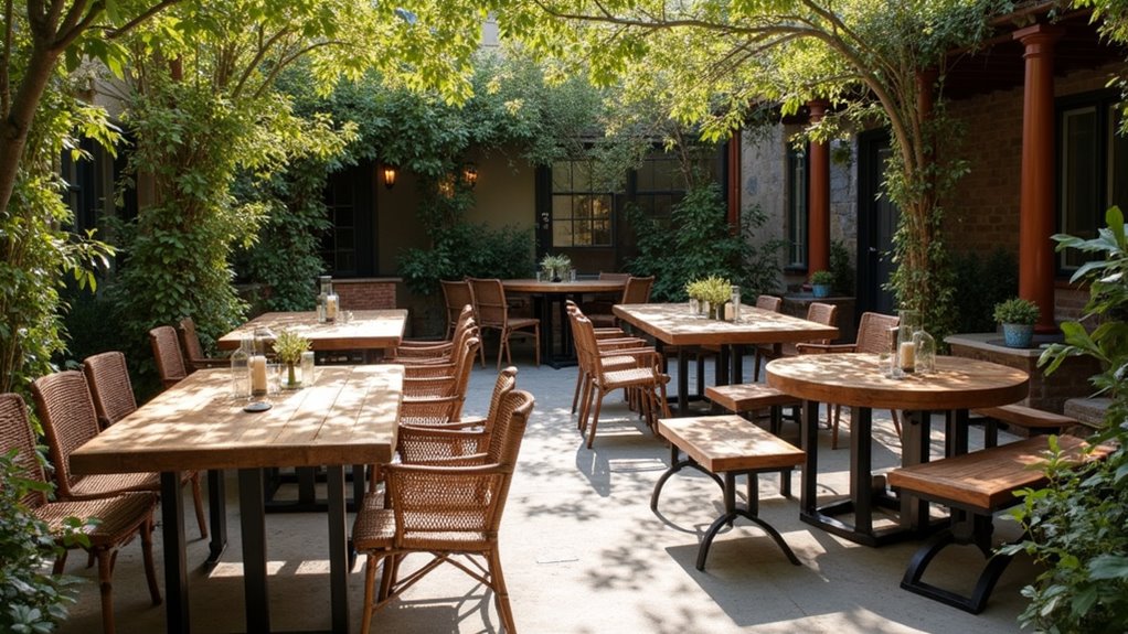rustic industrial outdoor dining