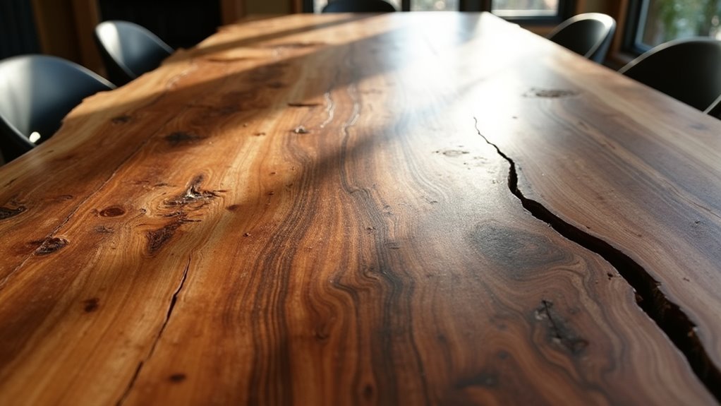 rustic walnut slab table