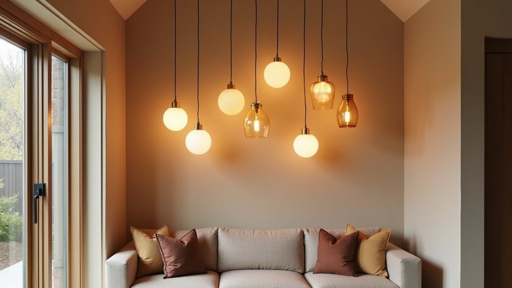 sculptural mixed media pendant lighting