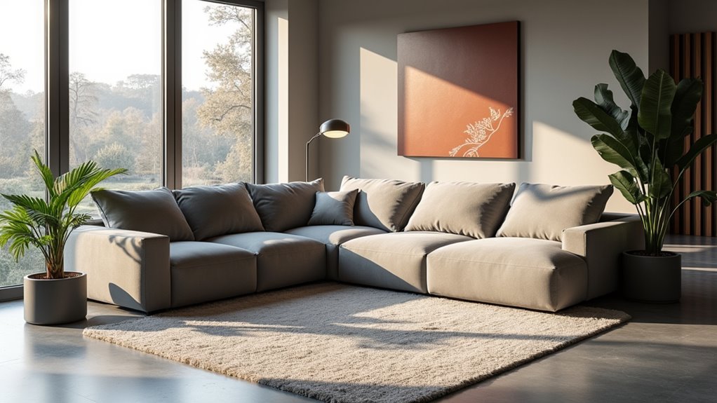 sectional sofa rug positioning