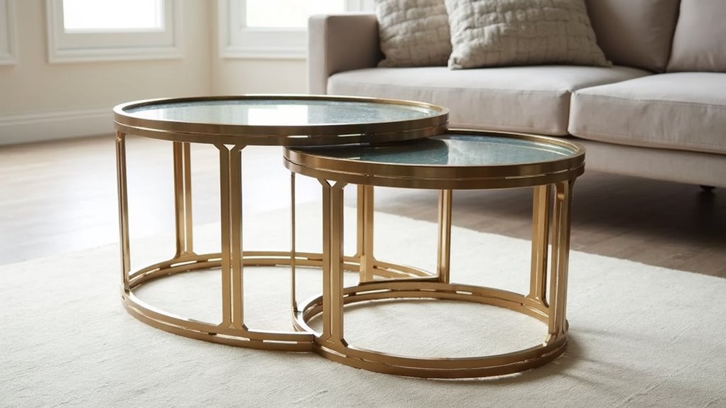 sleek geometric bronze tables