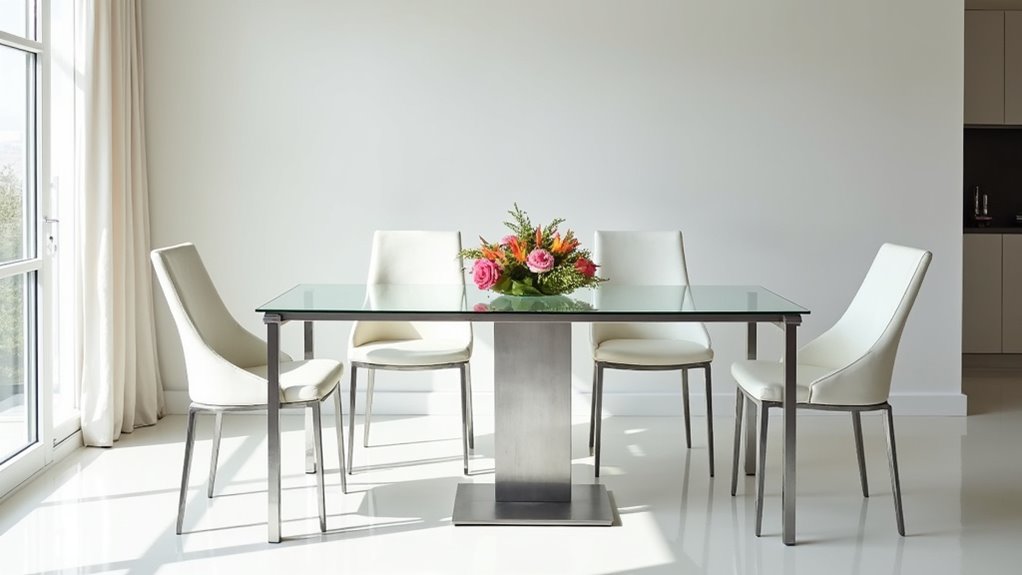 sleek glass tables enhance minimalism