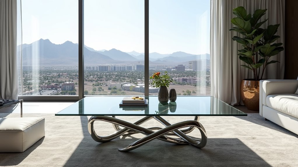 sleek minimalist glass table