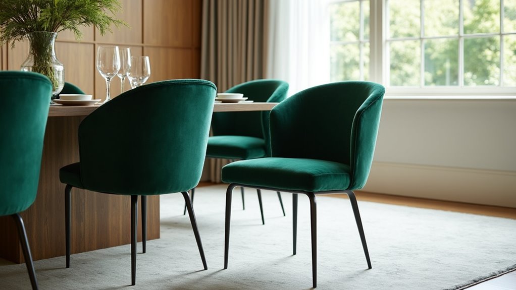 sleek velvet dining chairs