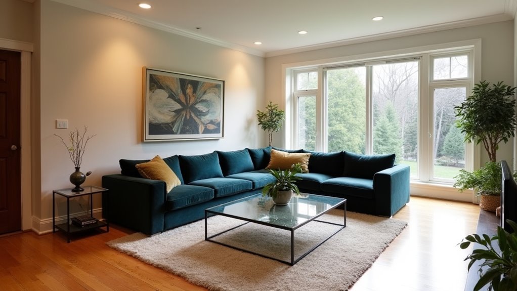 sofa placement enhances flow