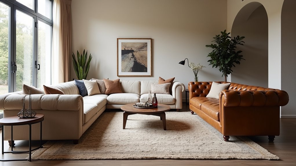 sofa styles influence rug placement