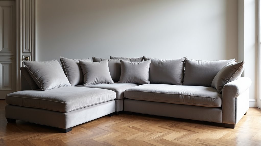 sophisticated grey velvet sofas