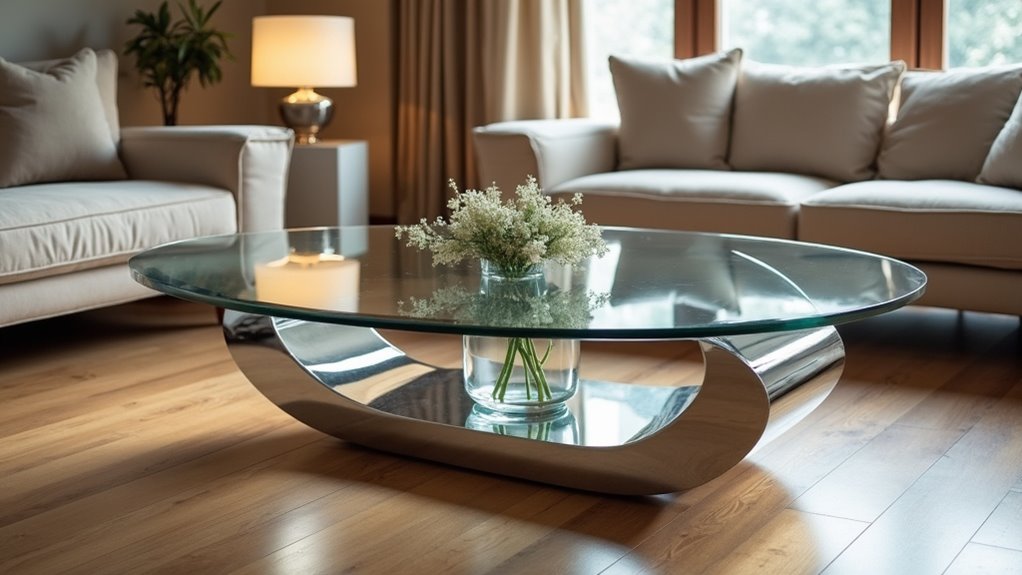 sophisticated minimalist glass tables