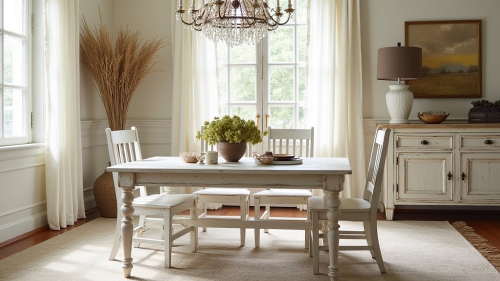 spacious white dining table