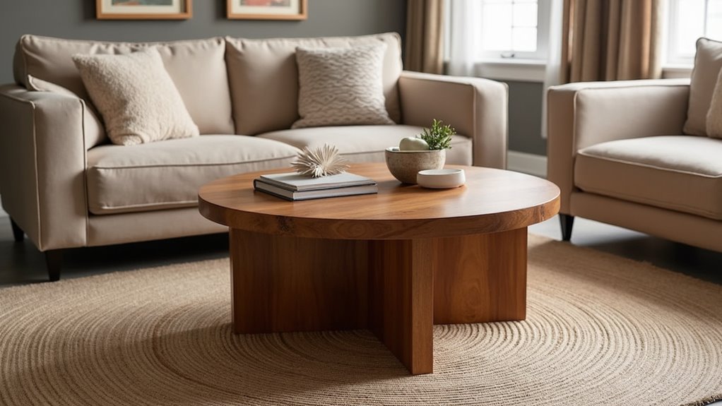 sturdy industrial round coffee table