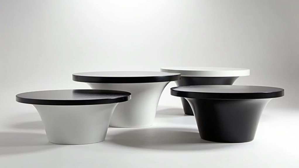 stylish black and white tables