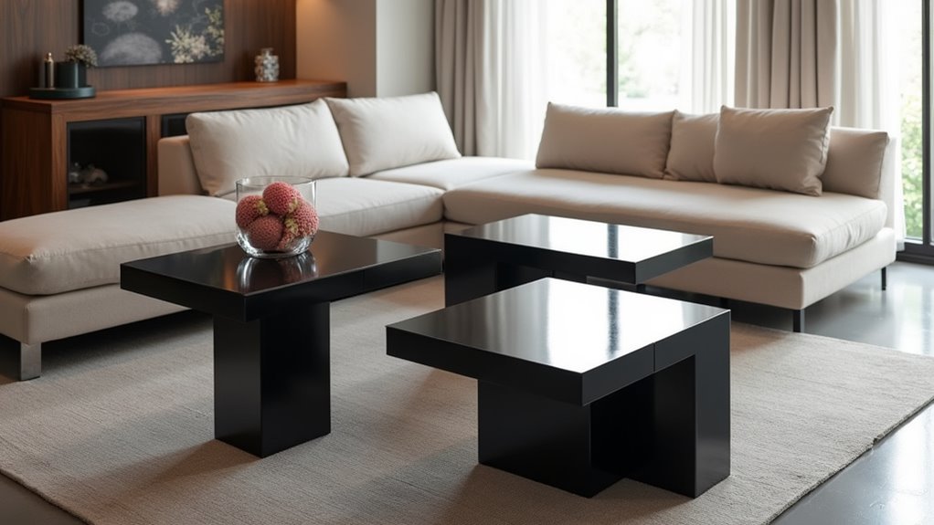 stylish black square tables