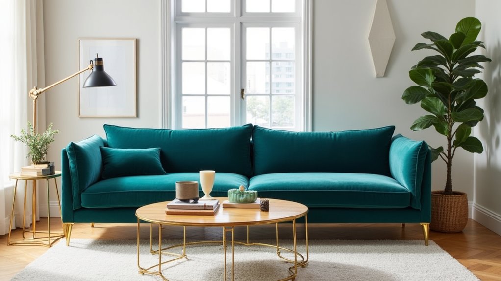 stylish mid century velvet sofa