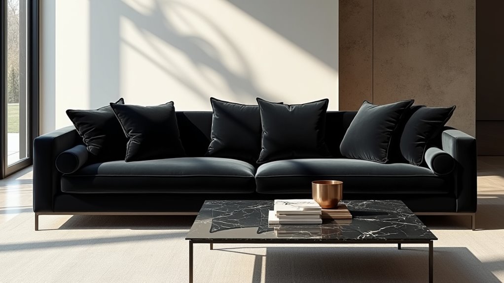 stylish minimalist black sofas