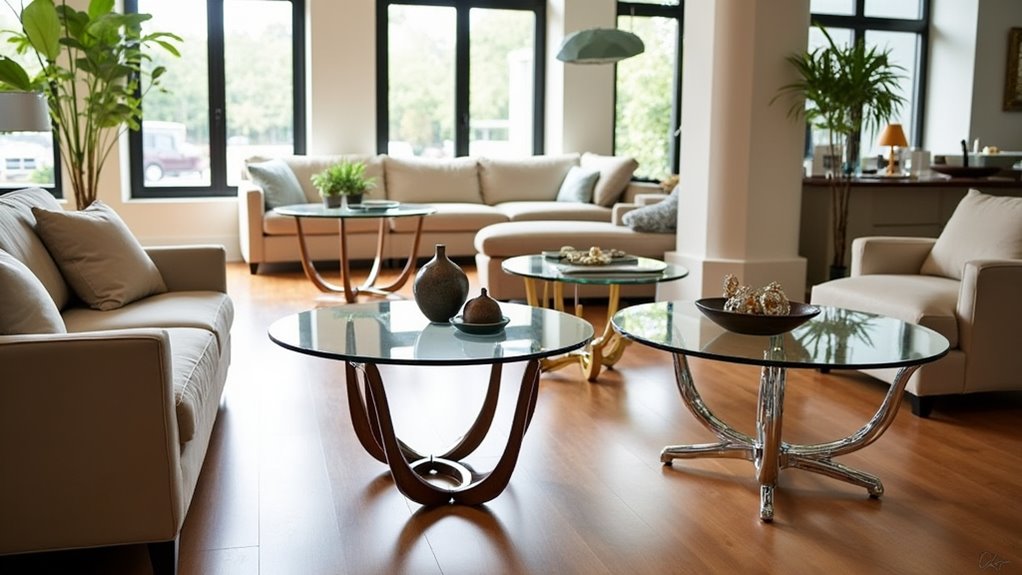 stylish round glass tables