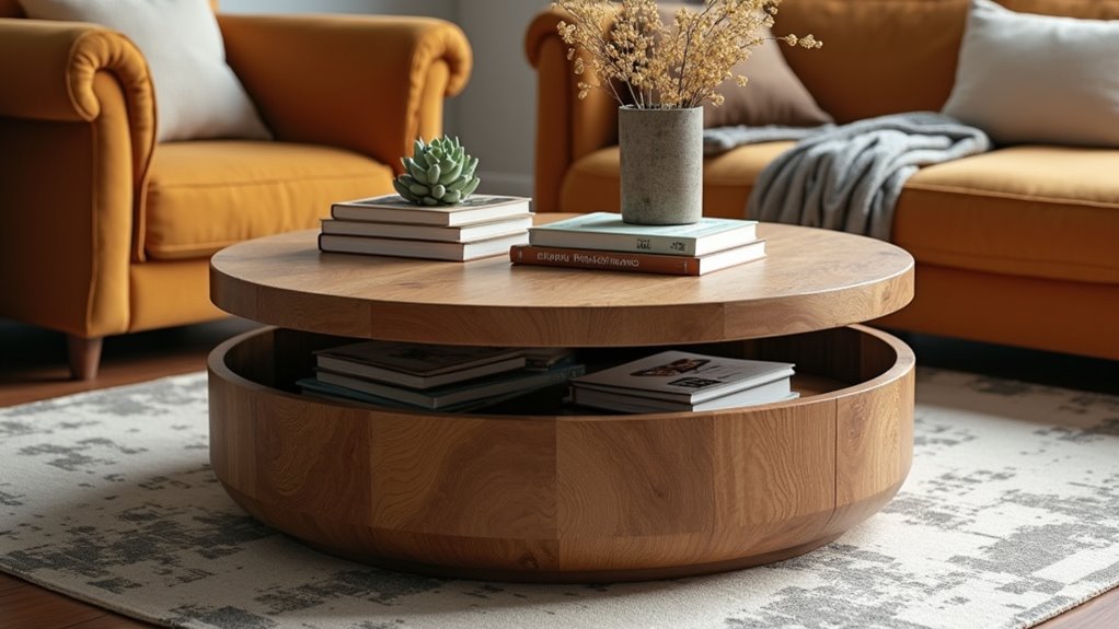 stylish round lift top table