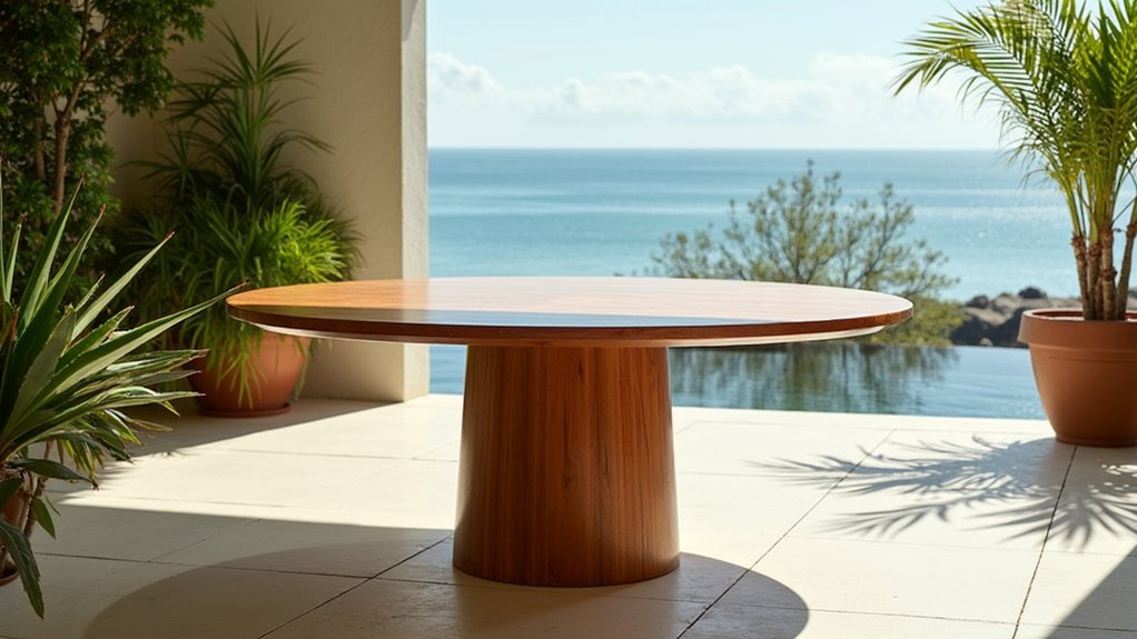 stylish round teak dining table