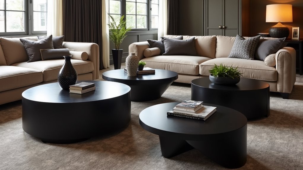 stylish square black tables