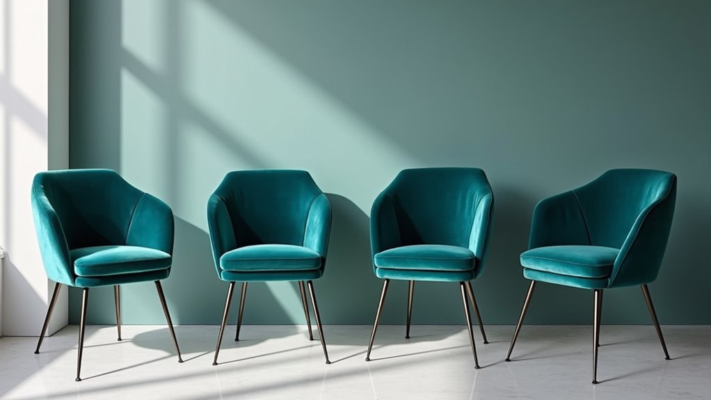 stylish teal velvet chairs