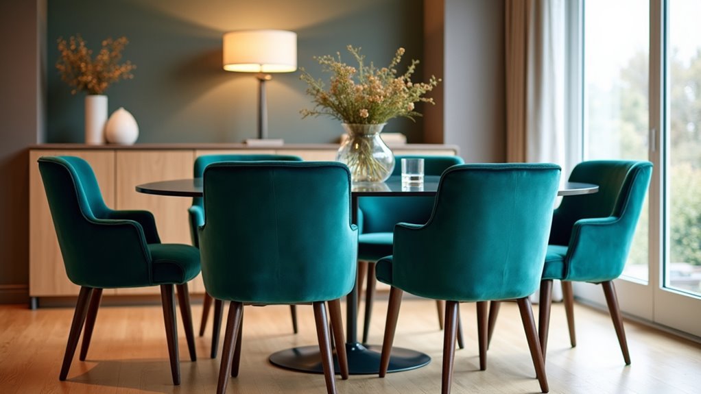 teal velvet dining chairs