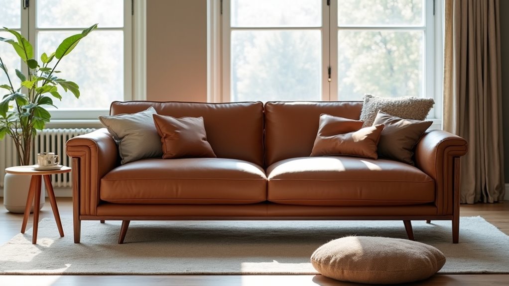 timeless mid century leather sofa