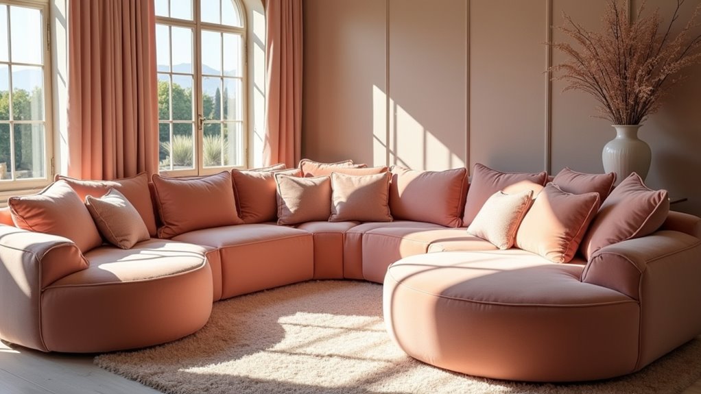 trendy peach pink velvet