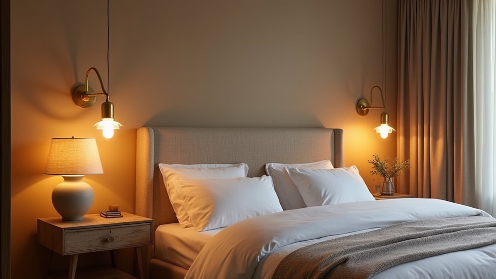 warm layered bedside lighting
