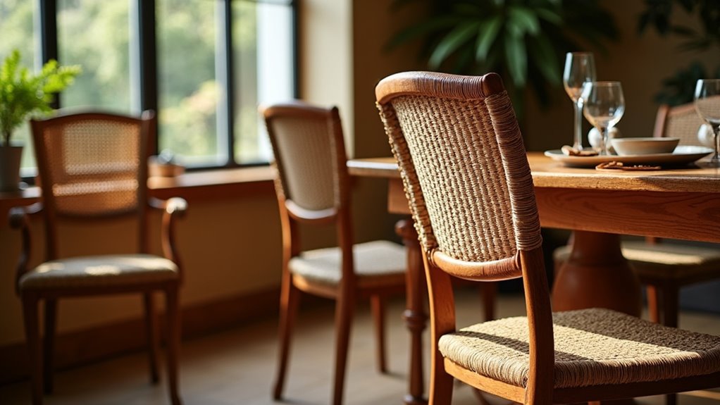 woven dining chair features
