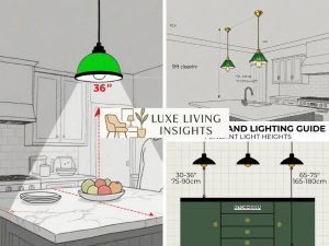 chart showing ideal pendant light hanging height above counter for 8ft and 9ft ceilings