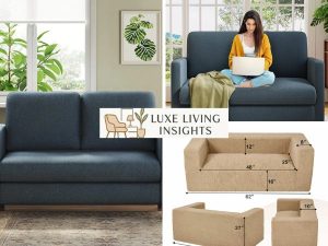 loveseat length ranges in inches showing compact 45-51, standard 52-66, and large 71-72