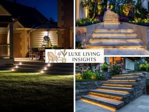 low-voltage step lights installed in patio stairs for safety