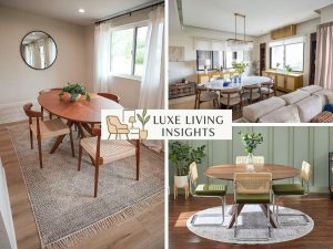 comparison of rectangular round and oval dining tables in different room layouts