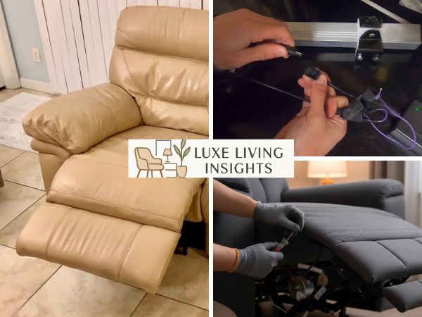 disconnecting motor wiring and linkage pins under power reclining couch