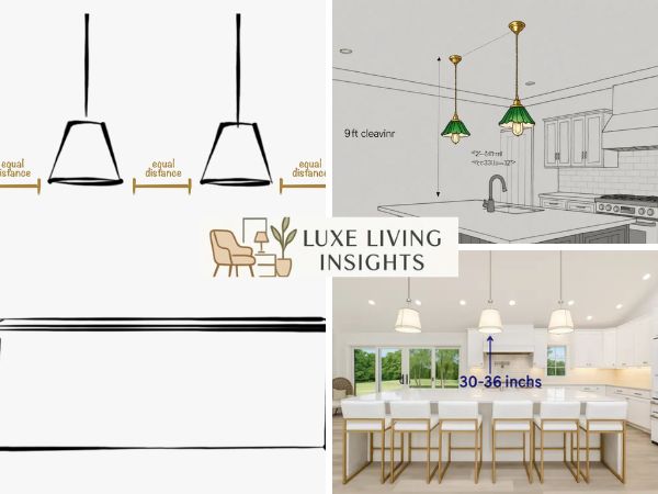 calculating placement based on island size and number of pendants